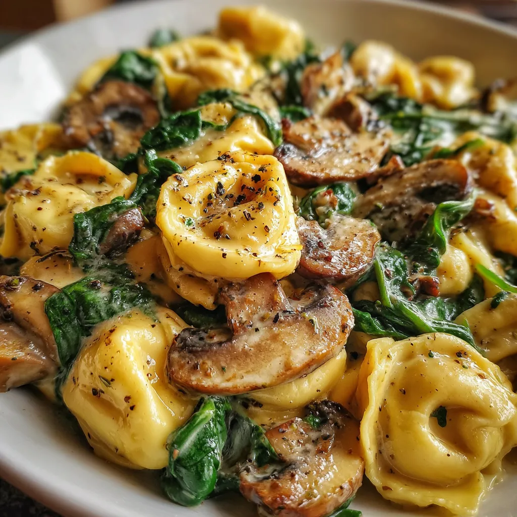 Creamy Tortellini with Spinach and Mushrooms - Restaurant-Quality Italian Comfort Pasta - main view