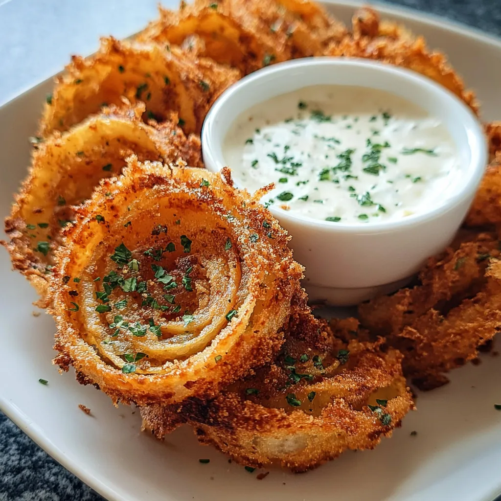Crispy Fried Onion Rings with Ranch Dipping Sauce - Restaurant-Style Appetizer Perfection - main view