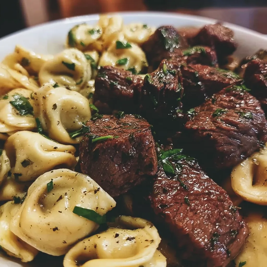 Buttery Steak Tortellini with Garlic Herb Sauce and Parmesan - main view