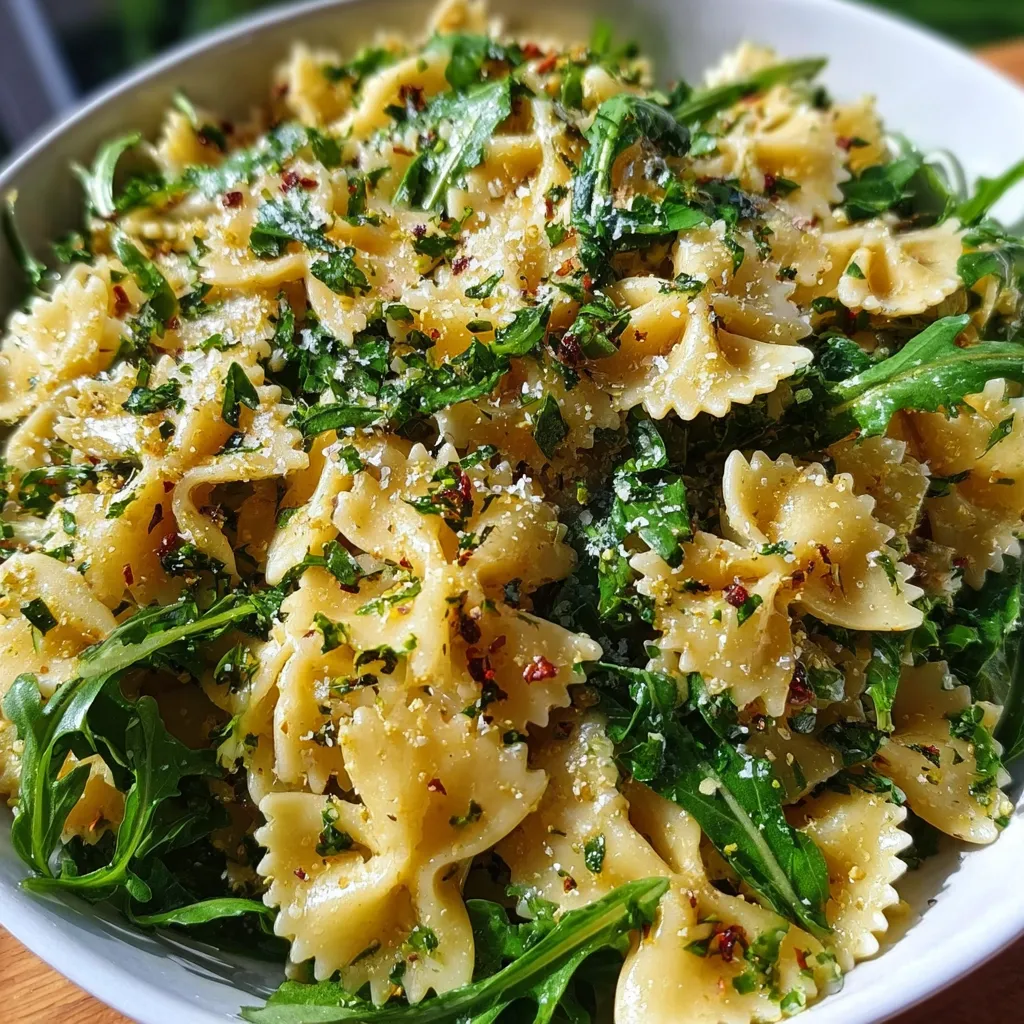 Bright and Zesty Lemon Arugula Pasta Salad with Fresh Herbs and Parmesan
