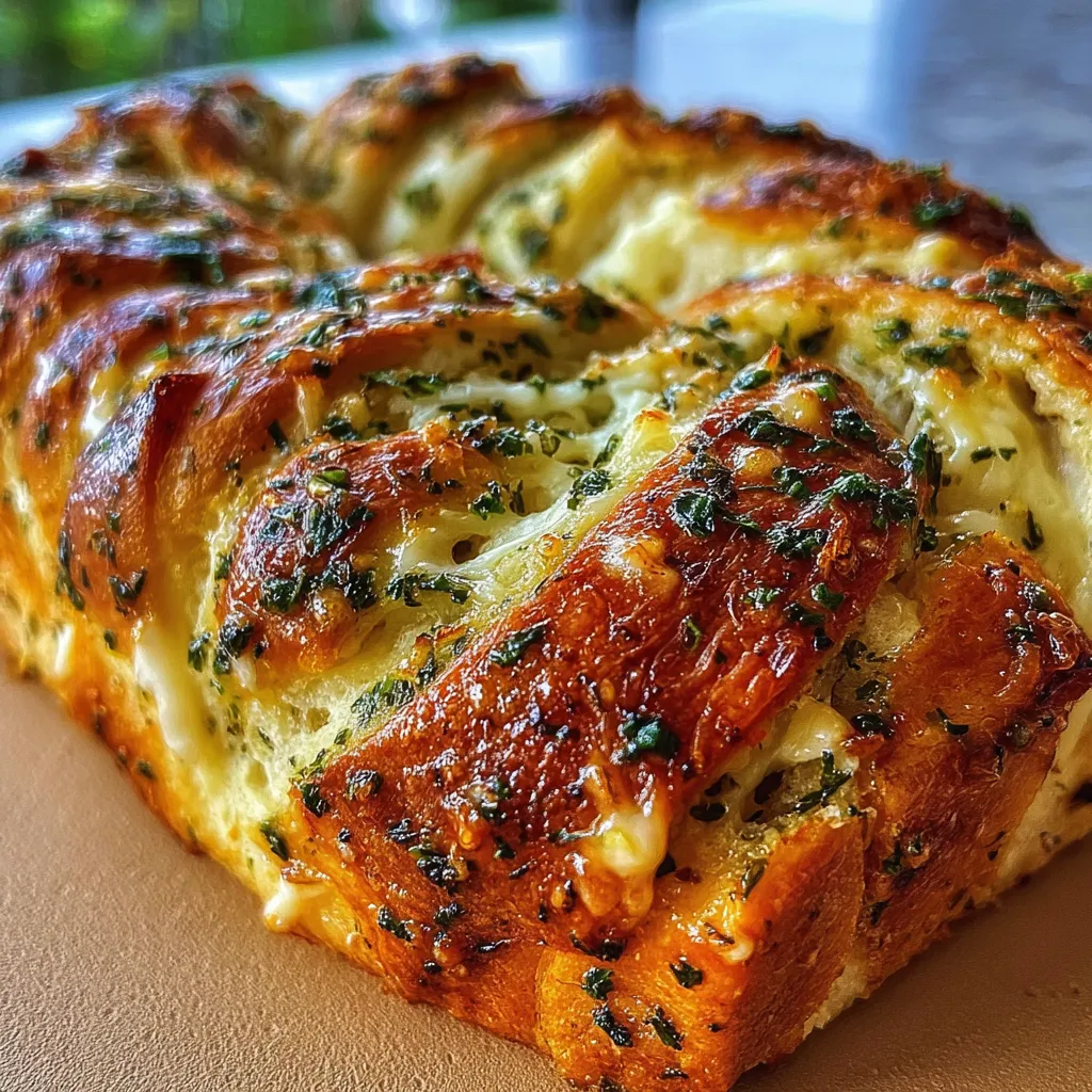 Ultimate Swirled Garlic Herb And Cheese Bread with Buttery Golden Crust - main view