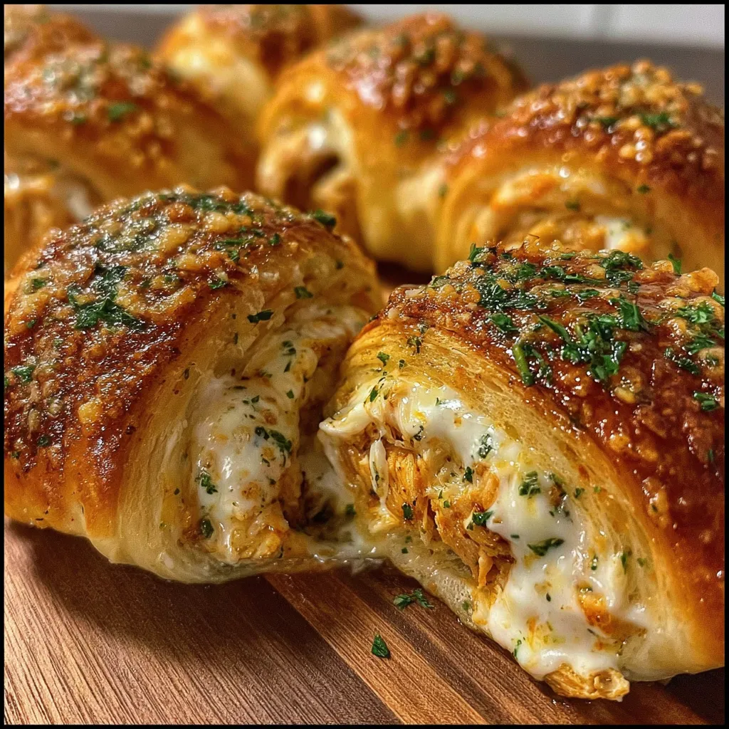 Creamy Garlic Herb Chicken Crescent Rolls with Savory Filling and Golden Pastry - main view