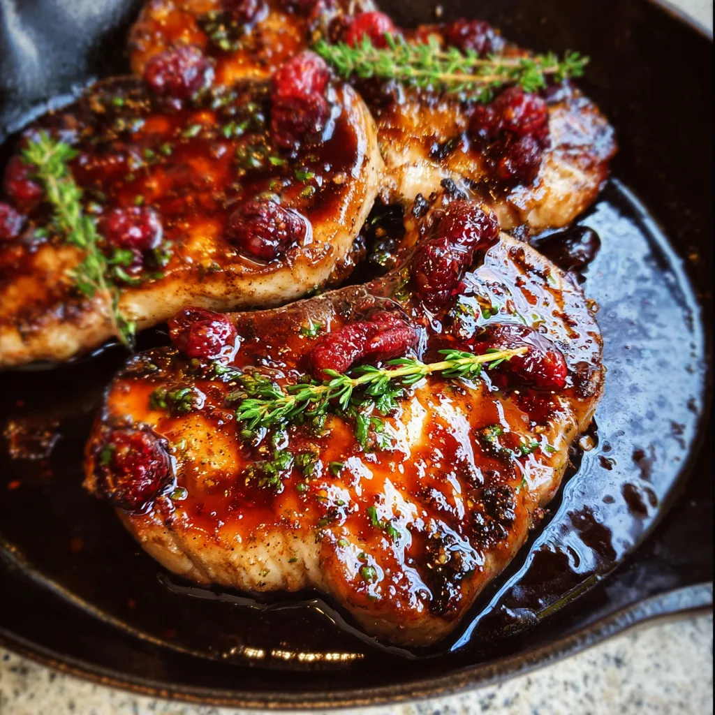 Succulent Raspberry Balsamic Glazed Pork Chops with Herb Seasoning - main view