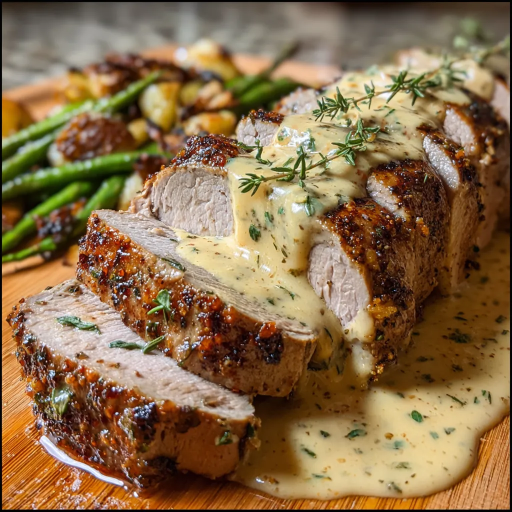 Best-Ever Pork Tenderloin with Rich Dijon Cream Sauce and Herb Crust - main view