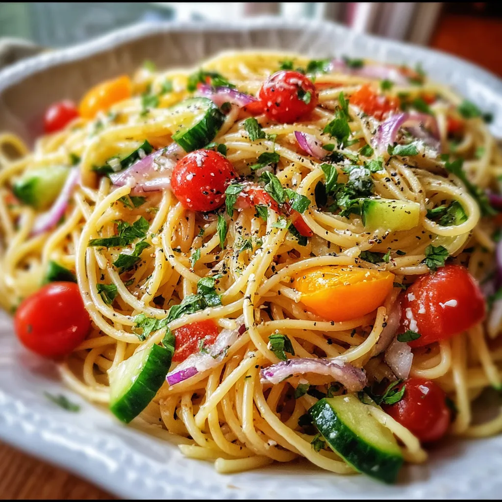 Classic Spaghetti Salad with Zesty Italian Dressing and Fresh Vegetables