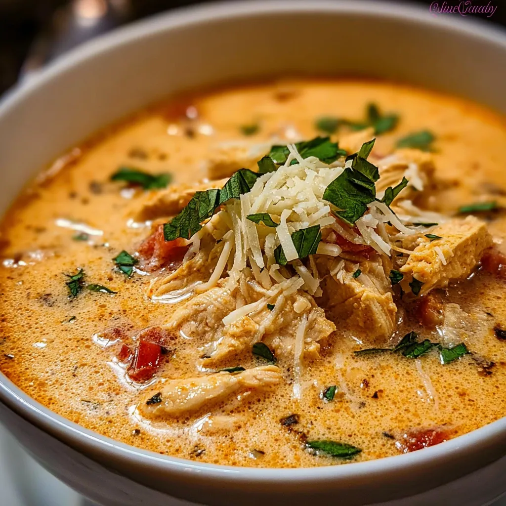Crock Pot Creamy Chicken Parmesan Soup - Slow Cooker Italian Comfort Bowl - secondary view